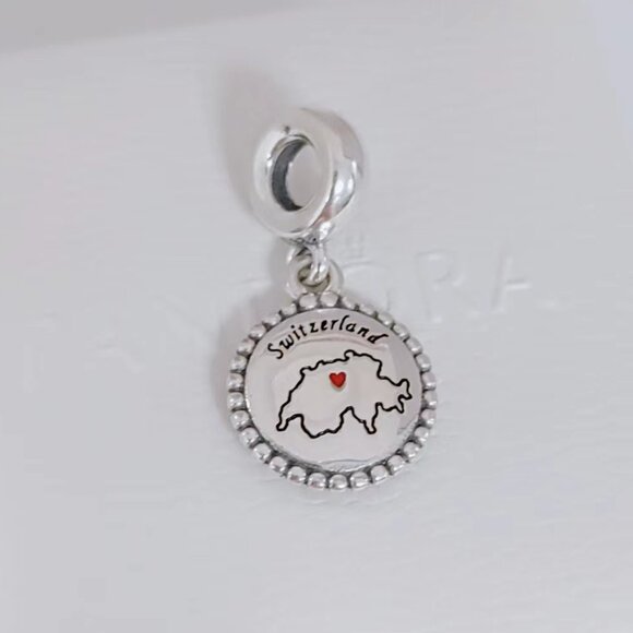 Pandora Switzerland Map Dangle Charm Exclusive Travel Pendant S925 Silver - Picture 6 of 6